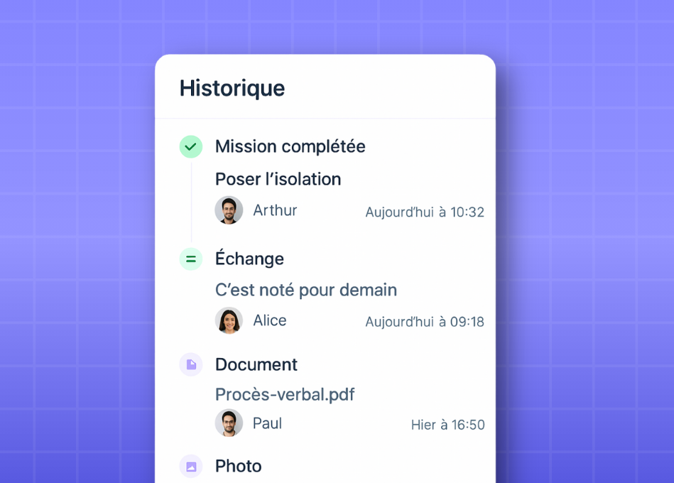 Historique des interventions chantier BatUp